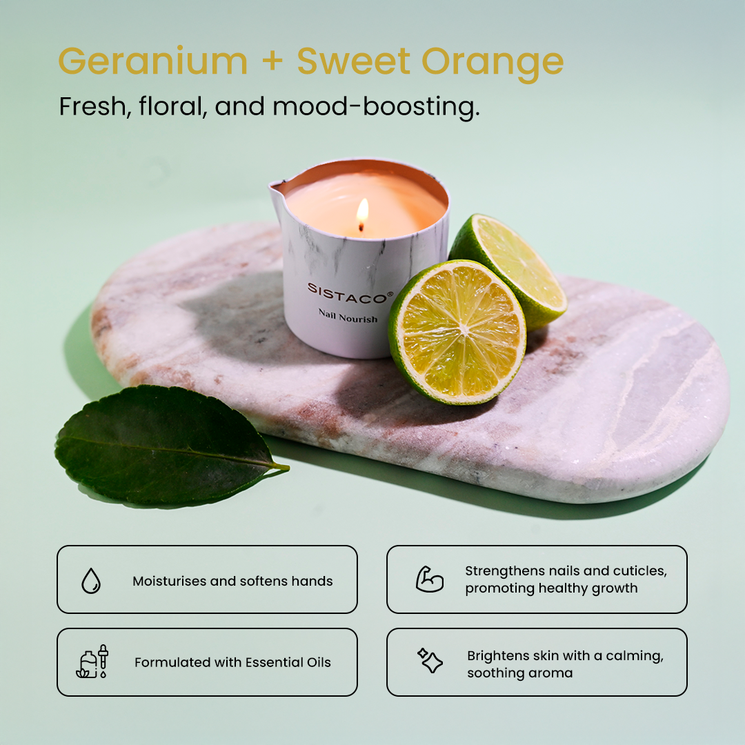 Nail Nourish Candle - Geranium + Sweet Orange