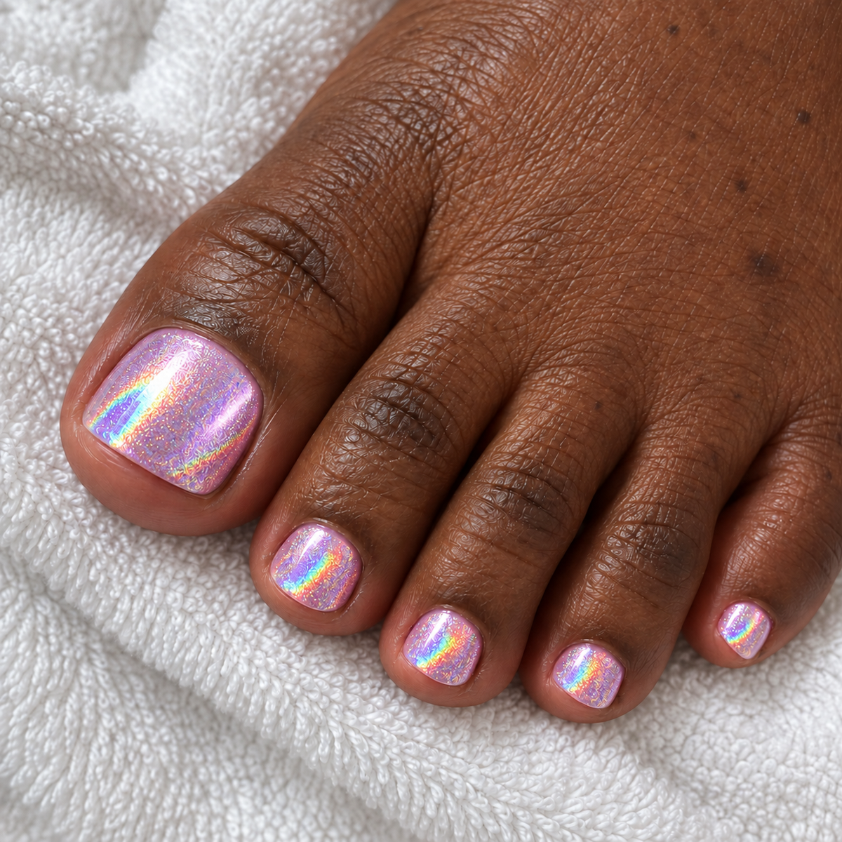 Afterglow holographic nail powder pedicure