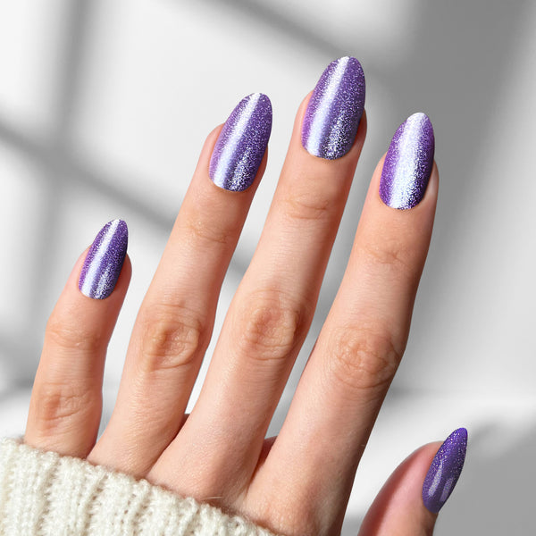 Grape Cats Eye - Almond Sustainable Nails - Pre order