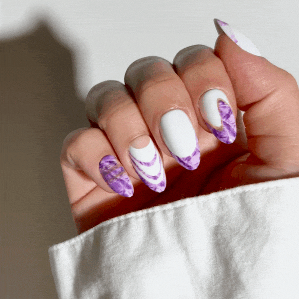 Lavender Strata - Almond Sustainable Nails - Pre order