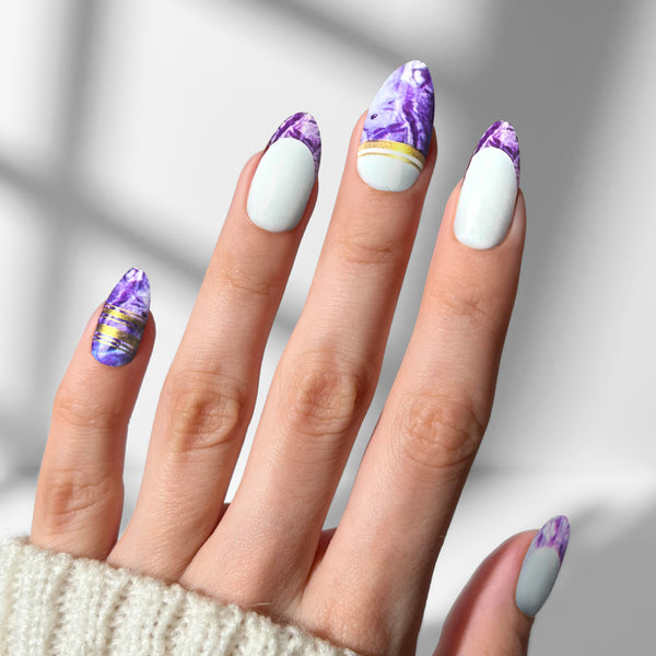 Lavender Strata - Almond Sustainable Nails - Pre order