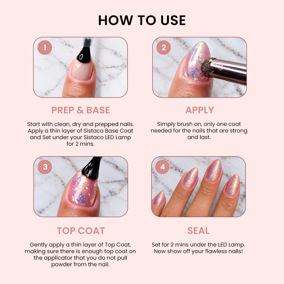How to use Sistaco prism flakes nail powders