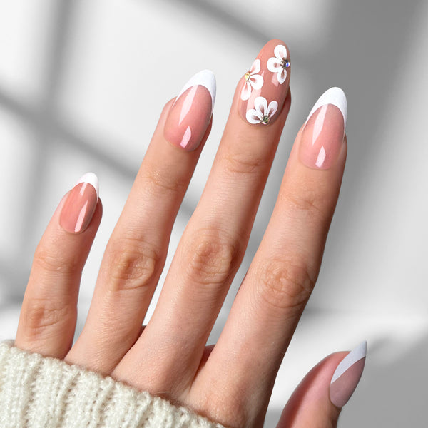 Peach Fleur - Almond Sustainable Nails - Pre order