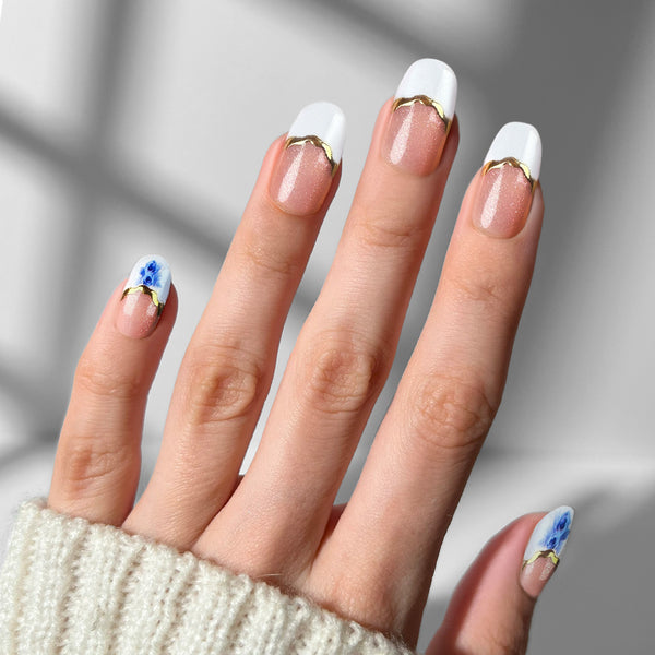 Porcelain Bloom - Oval Sustainable Nails - Pre order