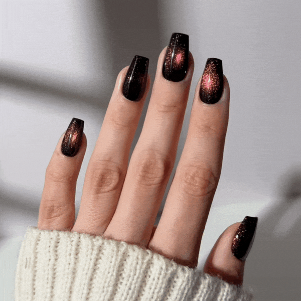 Ruby Cats Eye - Coffin Sustainable Nails - Pre order
