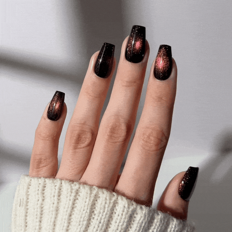 Ruby Cats Eye - Coffin Sustainable Nails - Pre order
