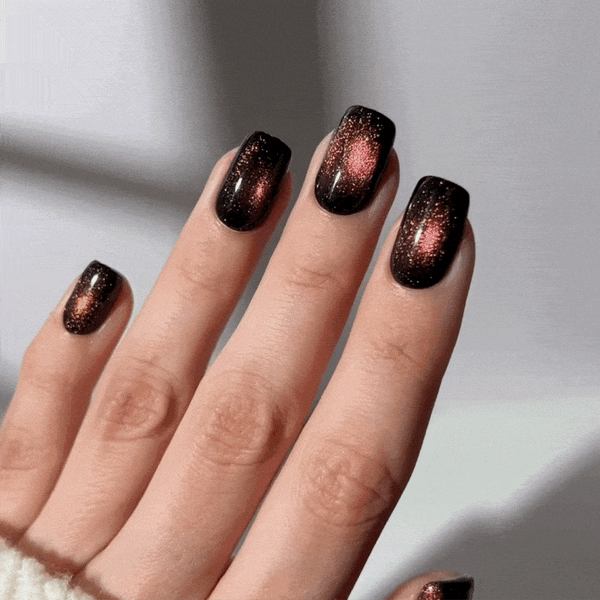 Ruby Cats Eye - Square Sustainable Nails - Pre order