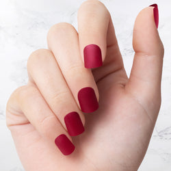 Classic deep red square shaped nails
