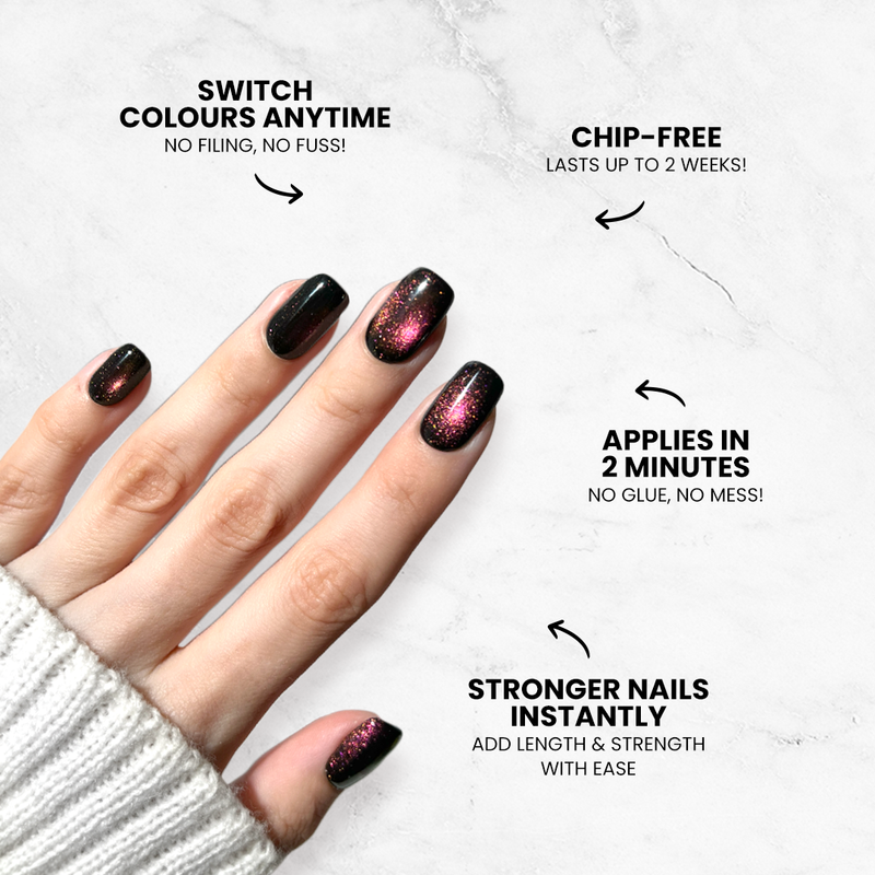 Ruby Cats Eye - Coffin Sustainable Nails - Pre order