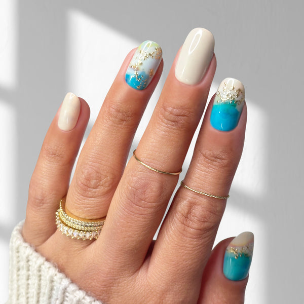 Sand and Sea - Oval Sustainable Nails - Pre order