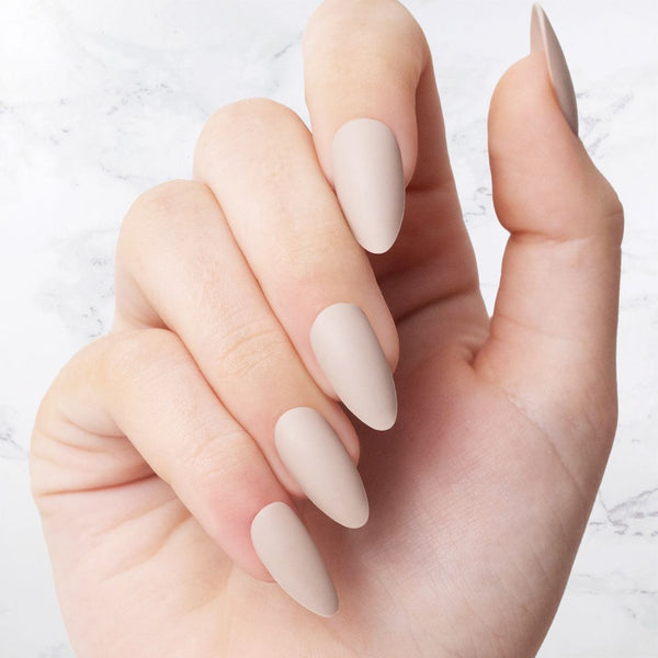 Classic Beige Almond Shaped nails