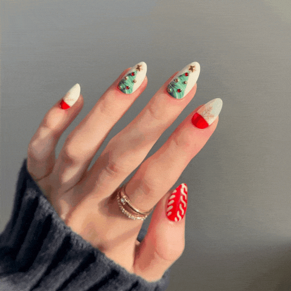 Xmas Cheer - Almond Sustainable Nails - Pre order