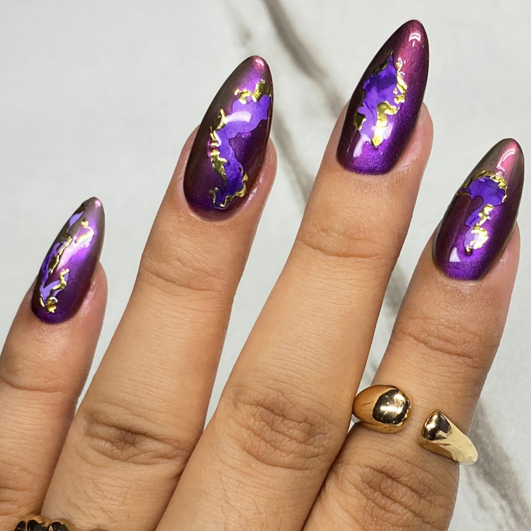 Ethereal Sparks - Nail Embellishment finished manicure