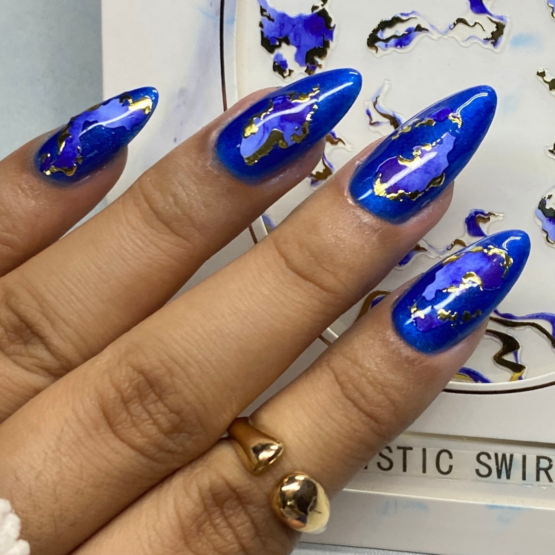 Mystic Swirl - Nail Embellishment finished manicure
