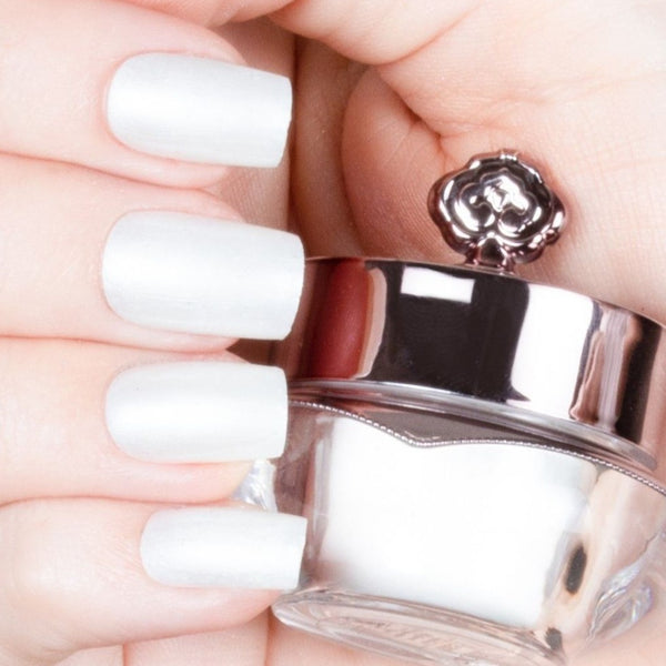 Nails showing bright white classic shade