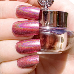 Deep pink shade with holographic effect